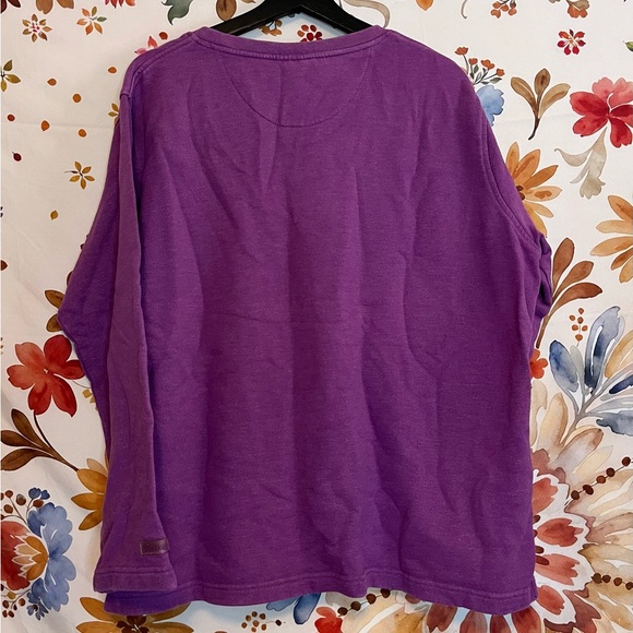 Vintage 2XL Curves For Women 80s 90s Pearly Purple Vneck Athletic Sweatshirt - Picture 2 of 9